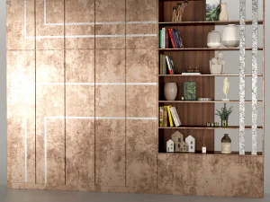 Wardrobe and shelving with decor 3D Model