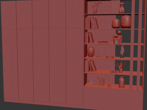 Wardrobe and shelving with decor 3D Model