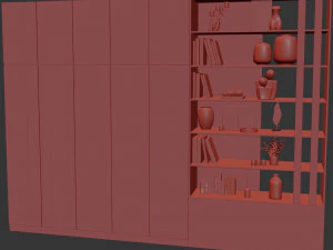 Wardrobe and shelving with decor 3D Model