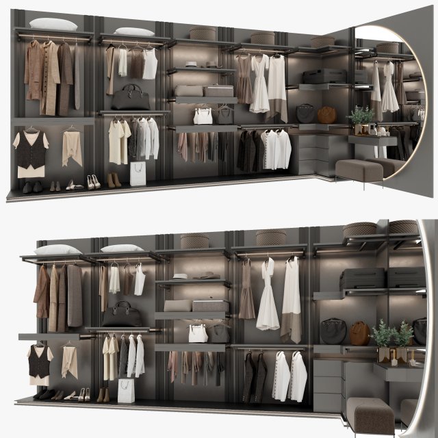 Wardrobe Model 3D .c4d .max .obj .3ds .fbx .stl .blend 