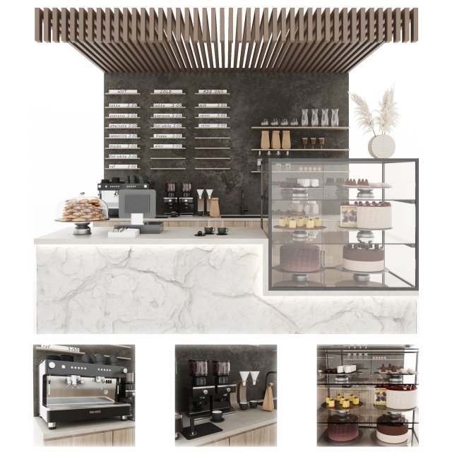 Coffee house 3D Model .c4d .max .obj .3ds .fbx .stl .blend 