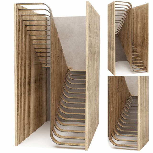 Stairs Model 3D .c4d .max .obj .3ds .fbx .stl .blend 