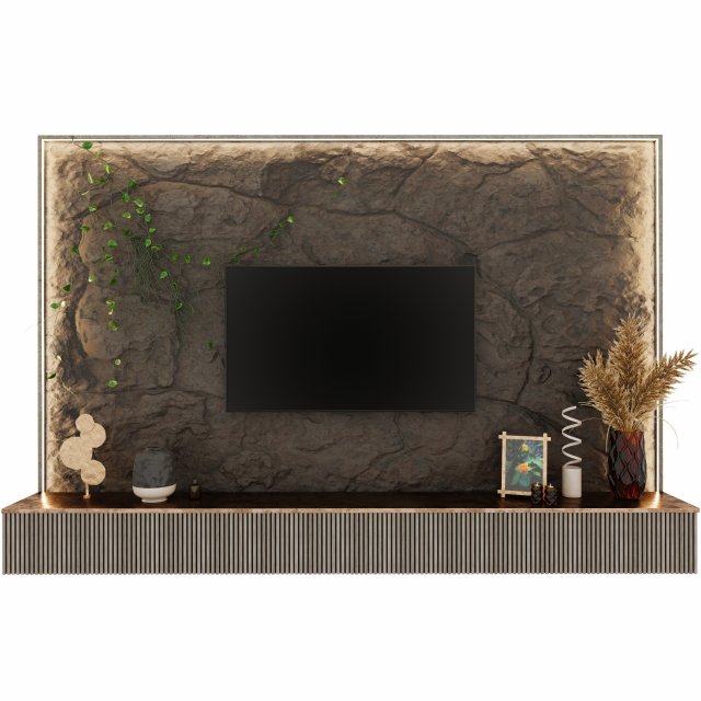 TV wall Model 3D .c4d .max .obj .3ds .fbx .stl .blend 