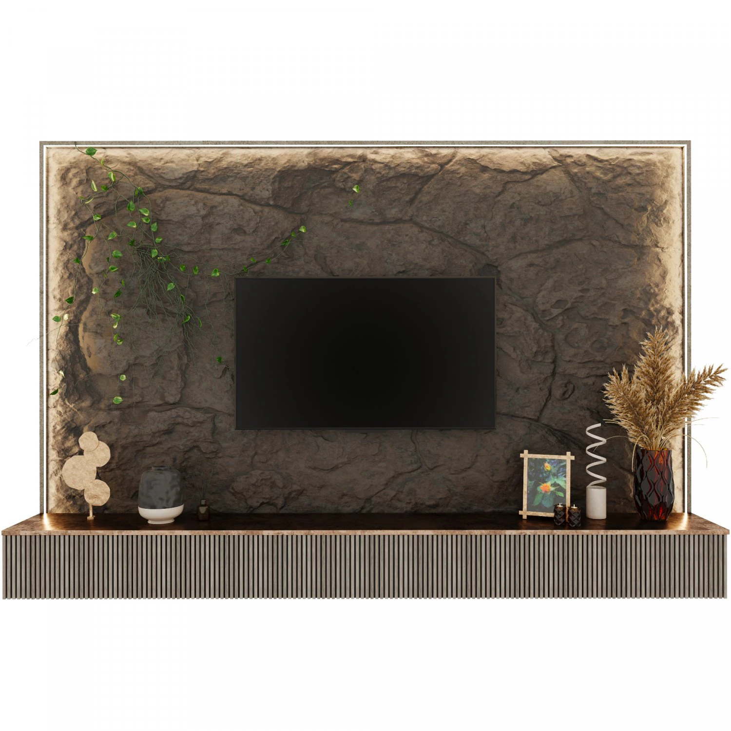 TV wall 3D Model .c4d .max .obj .3ds .fbx .stl .blend 