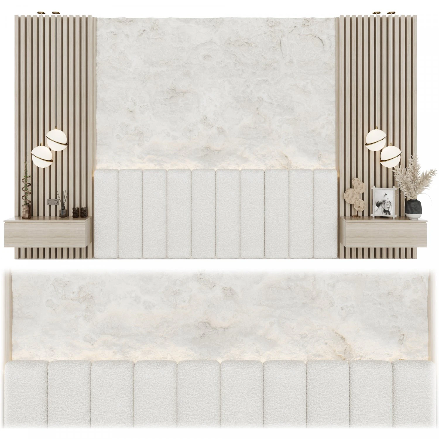 Headboard for decorating the bedroom 3D Model .c4d .max .obj .3ds .fbx .stl .blend