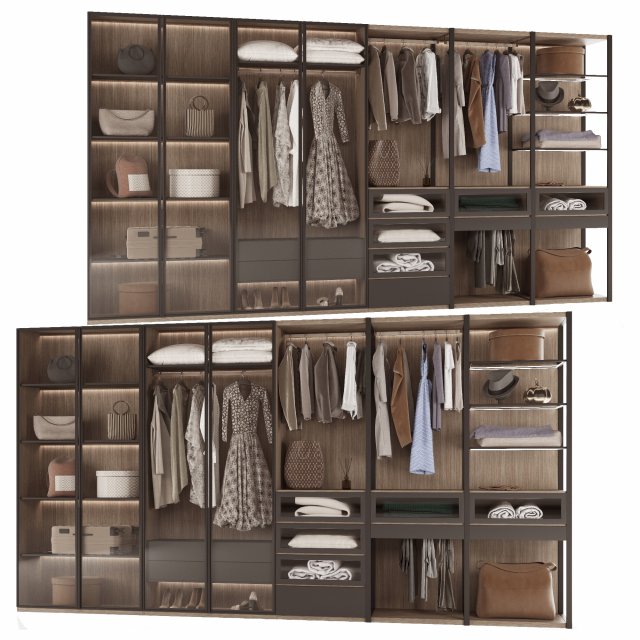 Wardrobe 3D Model .c4d .max .obj .3ds .fbx .stl .blend 