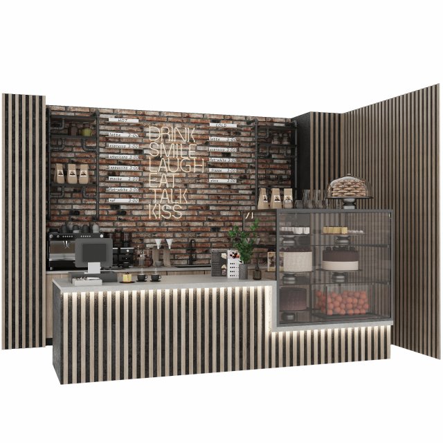 Coffee house 3D 模型 .c4d .max .obj .3ds .fbx .stl .blend 