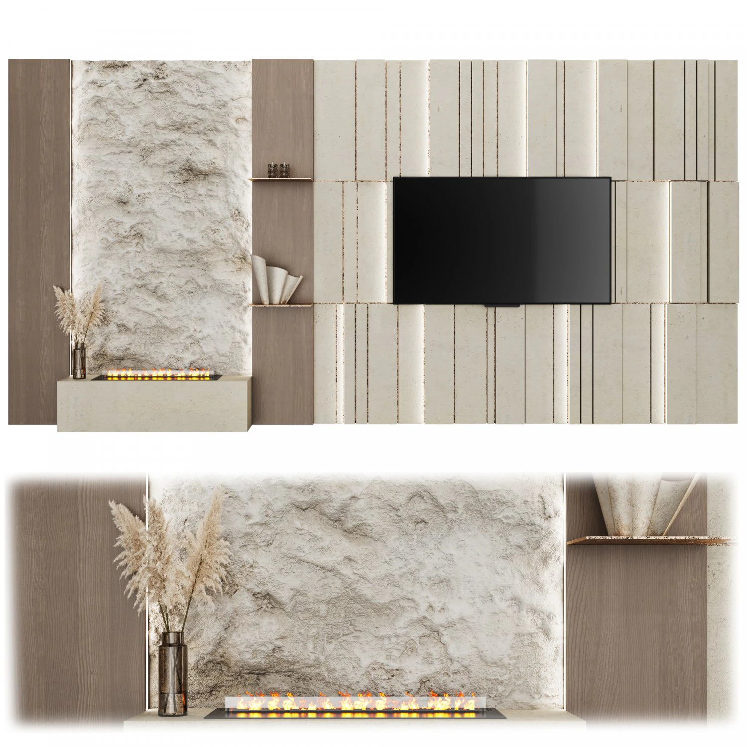 TV wall 3D Model .c4d .max .obj .3ds .fbx .stl .blend 