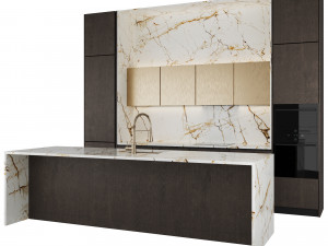 Modern kitchen with island Modèle 3D