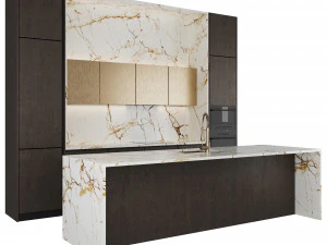 Modern kitchen with island 3D Model