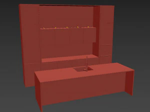 Modern kitchen with island 3D Model
