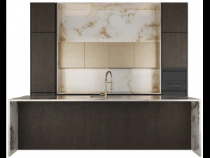 Modern kitchen with island 3D Model