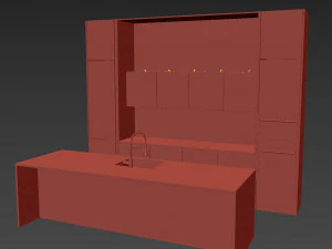 Modern kitchen with island 3D Model