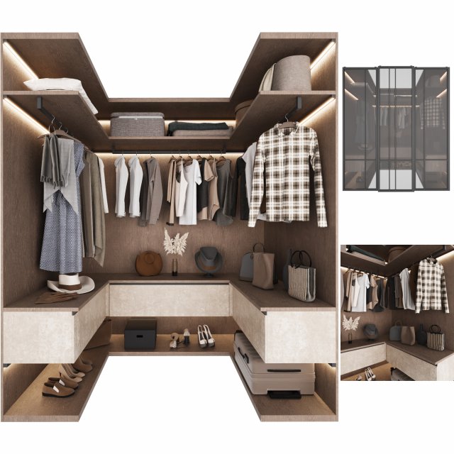 Wardrobe with filling 3D 모델 .c4d .max .obj .3ds .fbx .stl .blend 