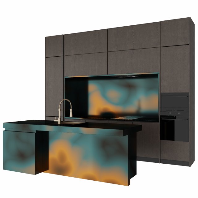 Modern kitchen with island 3 3D Model .c4d .max .obj .3ds .fbx .stl .blend 