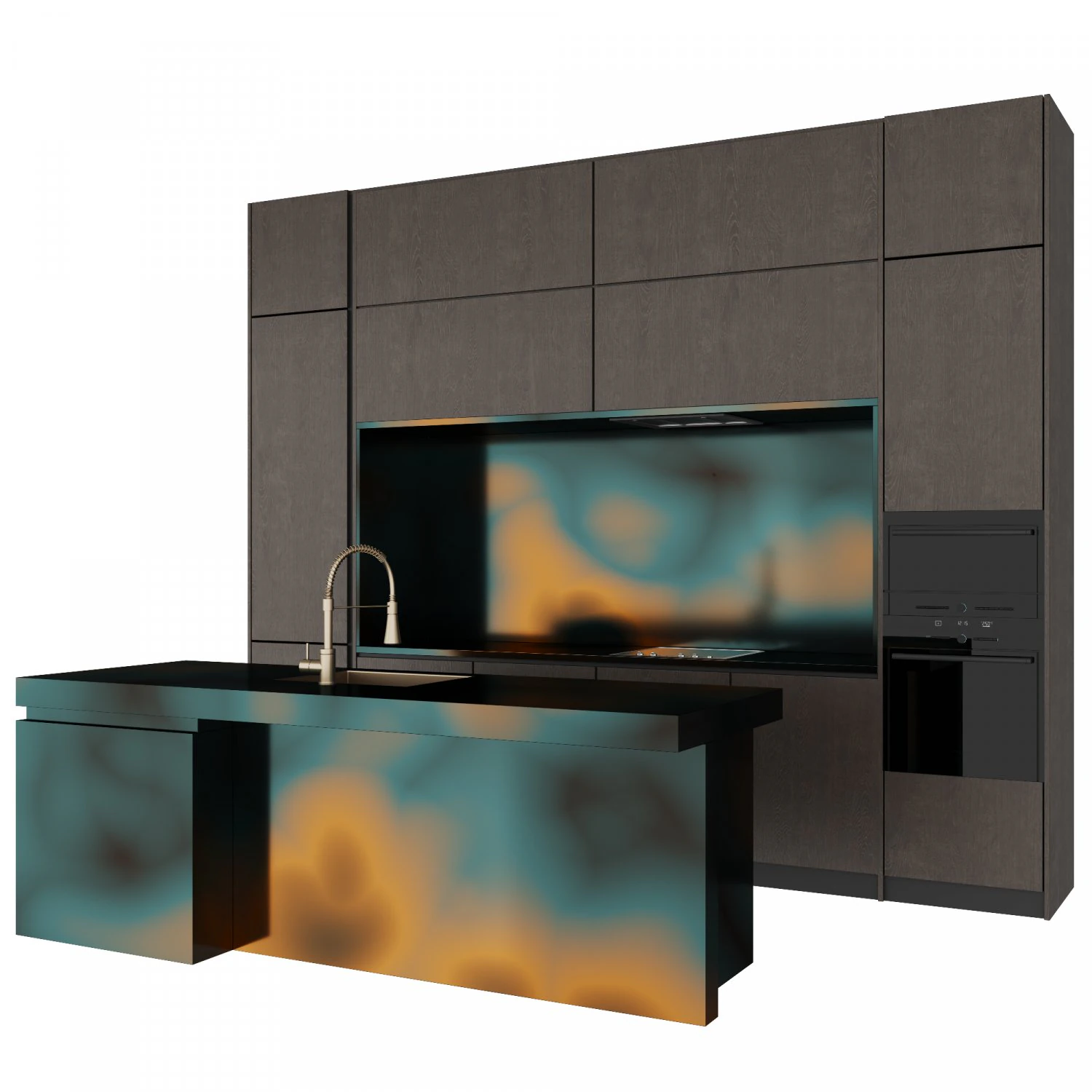Modern kitchen with island 3 3D Model .c4d .max .obj .3ds .fbx .stl .blend