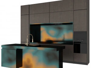 Сучасна кухня з островом 3 3D Модель