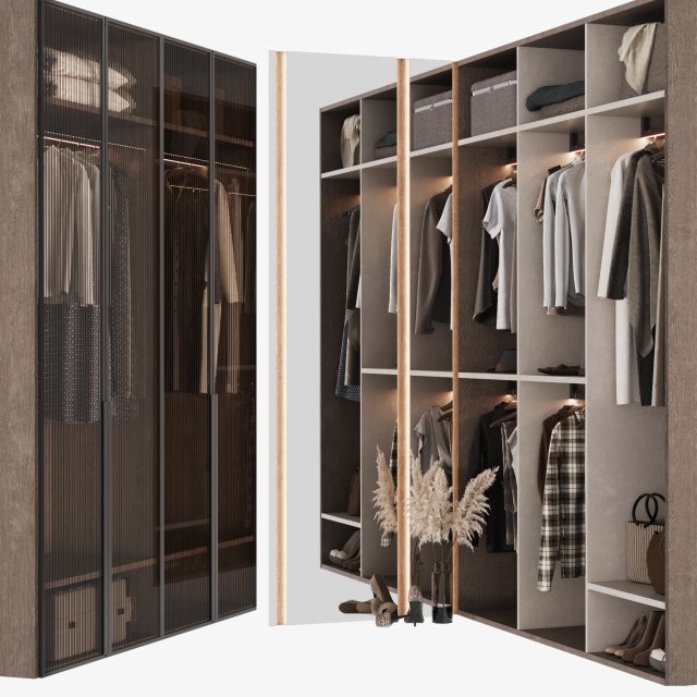 Wardrobe with filling 3D Model .c4d .max .obj .3ds .fbx .stl .blend 