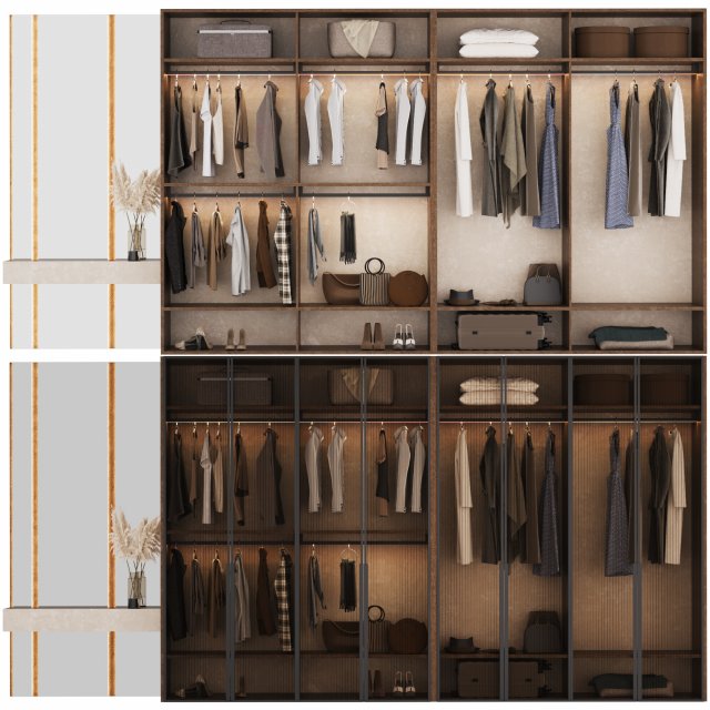 Wardrobe with filling 3D Model .c4d .max .obj .3ds .fbx .stl .blend 