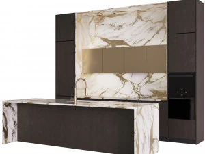 Modern kitchen with island 3D Model
