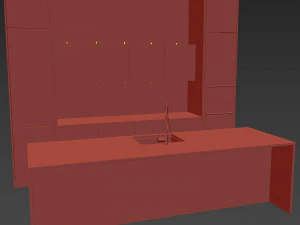 Modern kitchen with island 3D Model