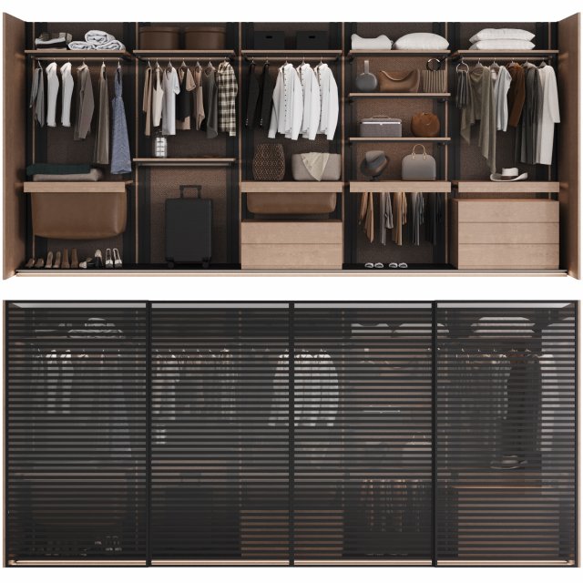 Wardrobe with filling 3D Model .c4d .max .obj .3ds .fbx .stl .blend 