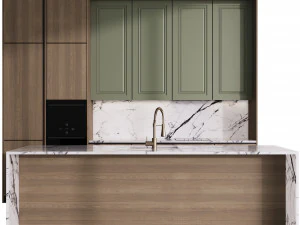 Cuisine moderne avec &icirc;lot 5 Modèle 3D