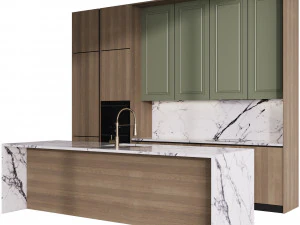 Modern kitchen with island 5 3D Model