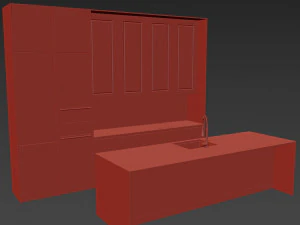 Modern kitchen with island 5 3D Model
