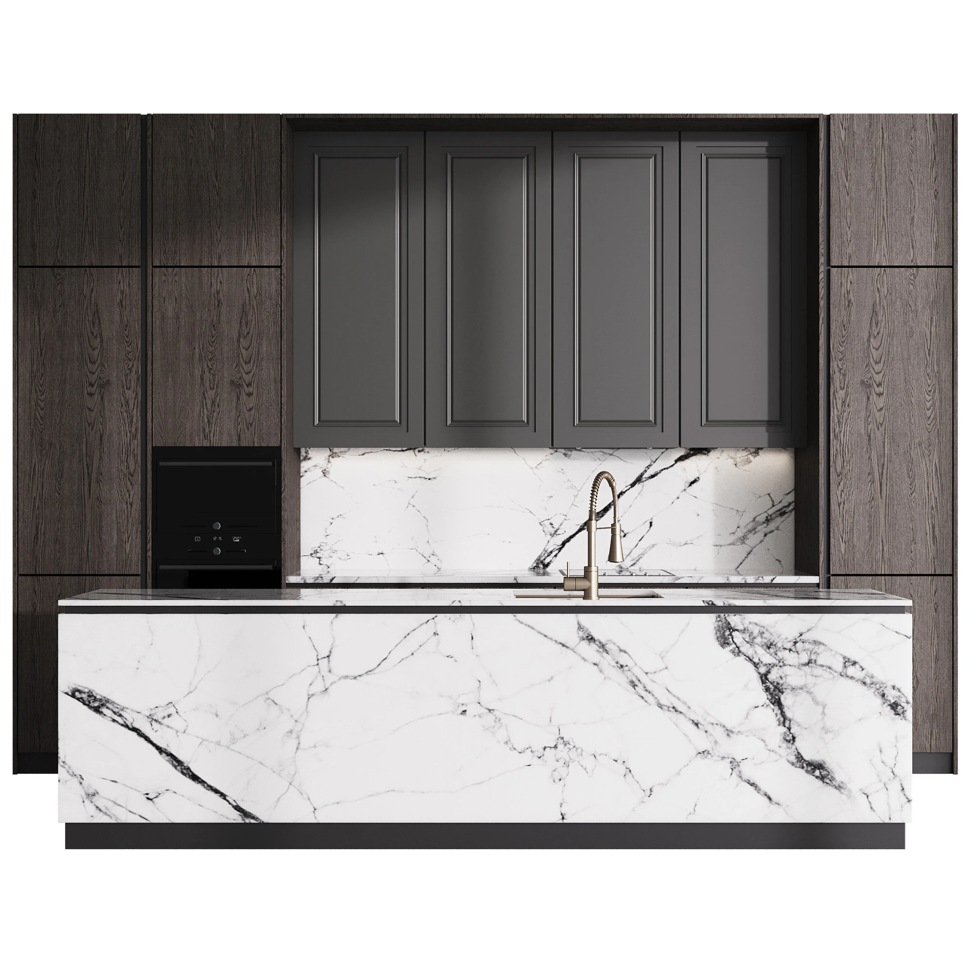 Modern kitchen with island 6 3D Model .c4d .max .obj .3ds .fbx .stl .blend 