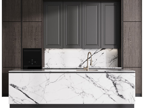 Modern kitchen with island 6 3D Model