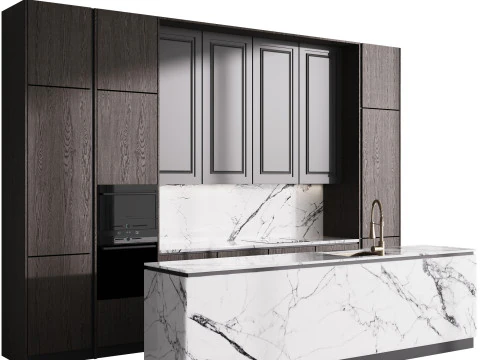 Modern kitchen with island 6 3D Model