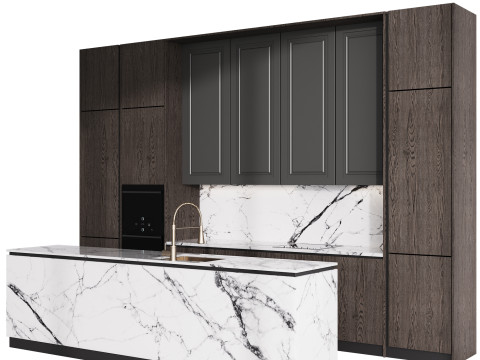 Modern kitchen with island 6 3D 모델
