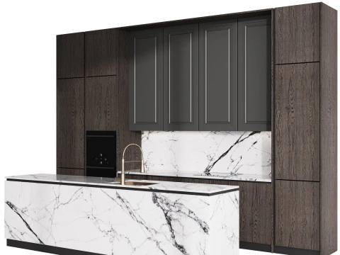 Modern kitchen with island 6 3D Model