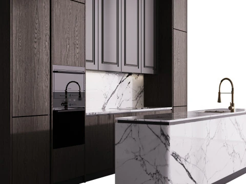 Modern kitchen with island 6 3D Model