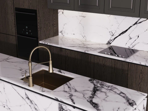Modern kitchen with island 6 3D Model