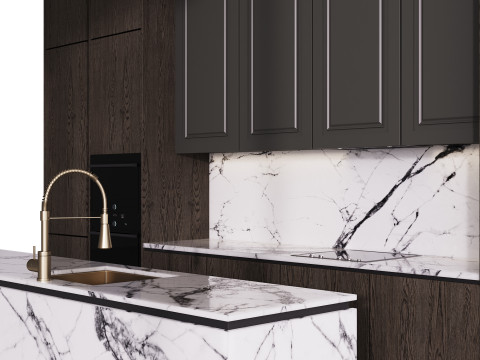 Modern kitchen with island 6 3D 모델