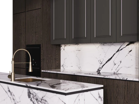 Modern kitchen with island 6 3D Model