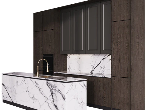 Modern kitchen with island 6 3D Model