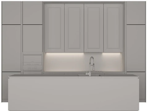 Modern kitchen with island 6 3D Model