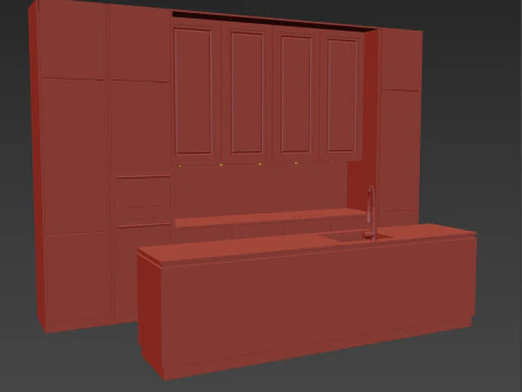 Modern kitchen with island 6 3D Model