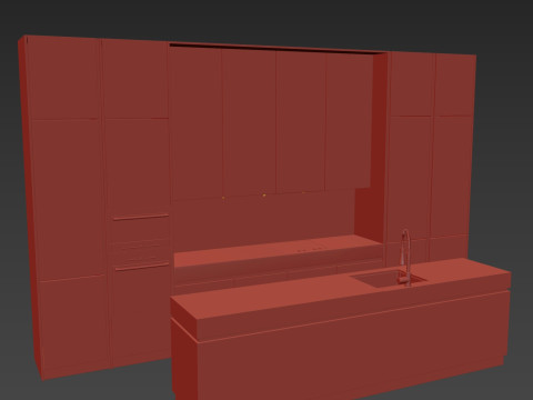 Modern kitchen with island 7 3D Model