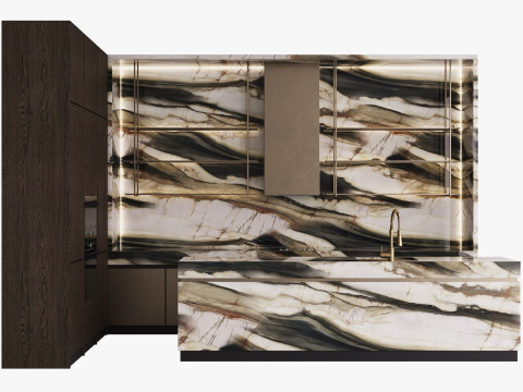 Modern kitchen with island 8 3D Модель