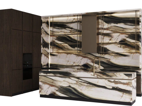 Modern kitchen with island 8 3D Model