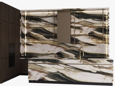 Modern kitchen with island 8 3D-Modell
