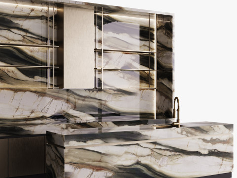 Modern kitchen with island 8 3D-Modell