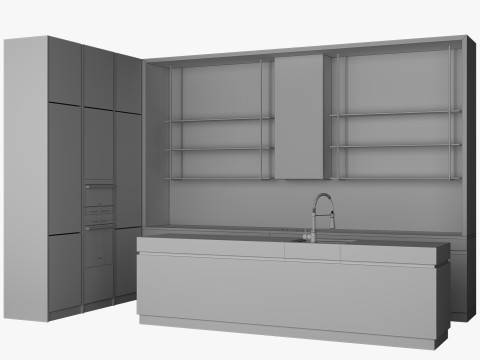Modern kitchen with island 8 3D-Modell