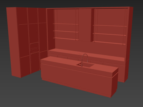Modern kitchen with island 8 3D-Modell