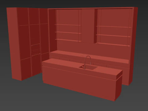 Modern kitchen with island 8 3D Model