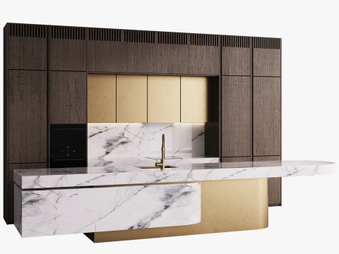 Modern Kitchen with Island 10 3D-Modell